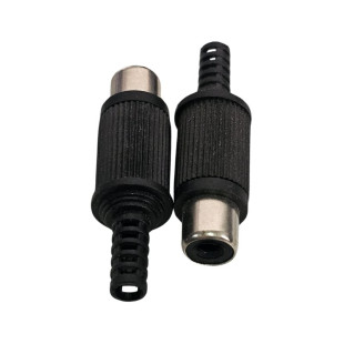 Conector Plug RCA Fêmea Plástico Preto Estriado